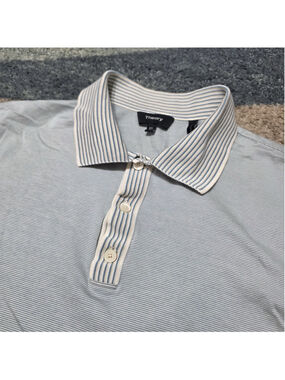 Theory Men’s Striped Polo Shirt Blue White Short Sleeve Size XS